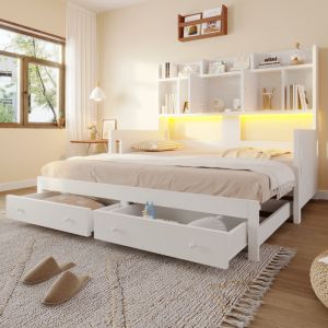 Sofá cama extensível 90x190cm sem colchão com arrumação madeira – branco