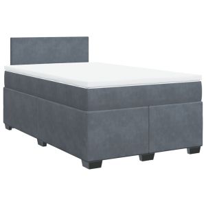 vidaXL cama box spring con colchón terciopelo gris oscuro 120x190 cm