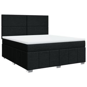vidaXL cama box spring con colchón tela negro 180x200 cm