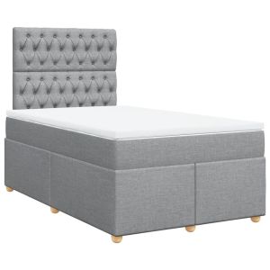 vidaXL cama box spring con colchón tela gris claro 120x200 cm