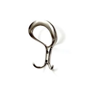 Rei | cabide duplo modelo c1044 | zamak níquel acetinado | 42x132x47 mm |