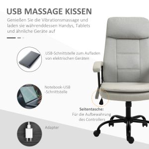 Cadeira de escritório ergonómica com massagem vibeção beje regulável