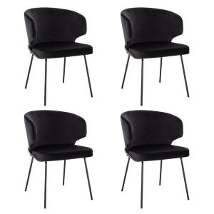 Silla de comedor de terciopelo amara - set de 4 negro