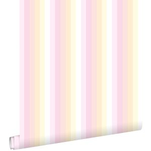 Estahome papel de parede riscas arco-íris rosa claroebege 53 cm x 10.05 m