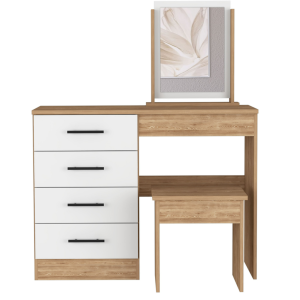 Mesa de maquilhagem kaia com espelho e assento incluídos mel / branco