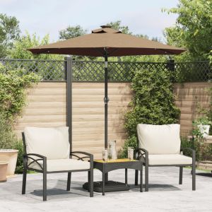 Guarda-sol jardim c/ LEDs e poste de aço 225x225x212 cm ergft8712