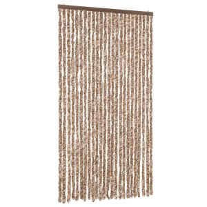 Cortina anti-insetos 100x200 cm chenille bege e castanho-escuro