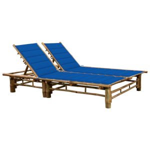 vidaXL tumbona con cojines para 2 personas bambú