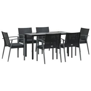 vidaXL juego comedor jardín 7 piezas y cojines ratán sintético y acero