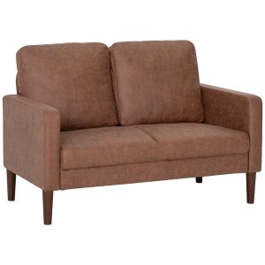 Sofá de 2 lugare 130x78x85 cm poliéster e madeira de borracha color marrón