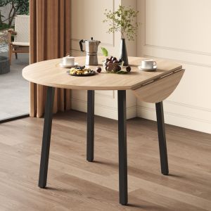 Mesa de jantar dobrável redonda carvalho 100x100cm