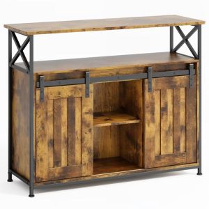 Buffet industrial madeira e metal - 2 portas - 3 prateleiras - 100x33x80 cm