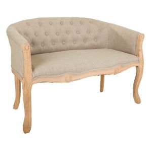 Sofá de madeira com estofamento creme 107x61x70