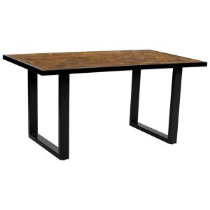 Mesa de jantar parquet em madeira manga/dm acabamento em nogueira 160x90x76