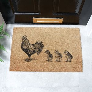 Felpudo con gallinas y pollitos (60 x 40 cm)