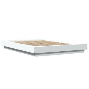vidaXL estructura de cama con LED madera ingeniería blanco 120x190 cm