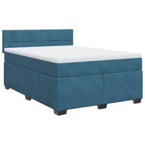 vidaXL cama box spring con colchón terciopelo azul 140x200 cm