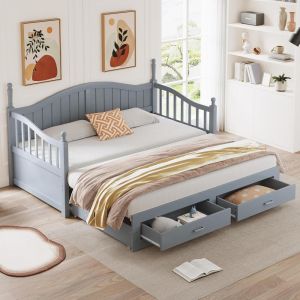 Sofá cama extensível 90x190cm 180x190cm somier incluído cinzento