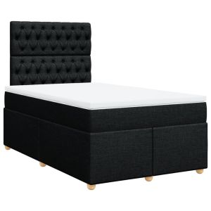 vidaXL cama box spring con colchón tela negro 120x200 cm