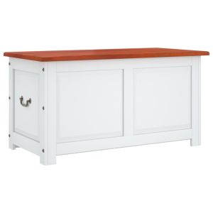 vidaXL baúl de almacenaje con tapa madera de acacia marrón y blanco