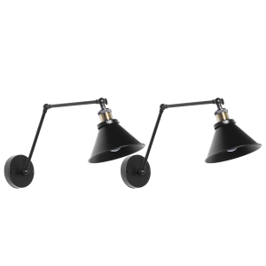 Conjunto de 2 candeeiros de parede narva ajustável metal preto
