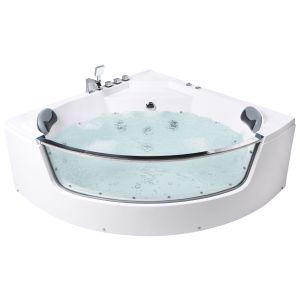Banheira de hidromassagem de canto com LED tamula 148 x 66 cm branco