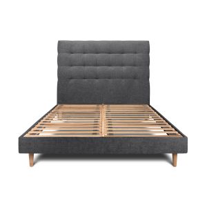 Cama de 135x190 cm com cabeceira estofada - tecido tela fosca - preto
