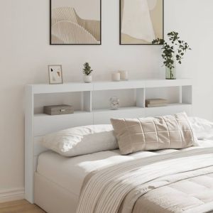 Armário de cabeceira com luzes LED 180x17x102 cm branco