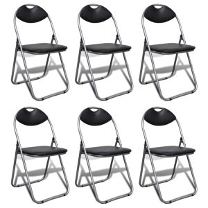 Cadeiras de jantar dobráveis 6 pcs couro artificial e aço preto ewg2127