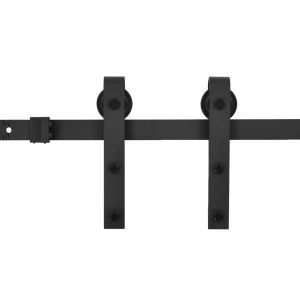 Kit de ferragens para porta de correr vidaxl skien, aço preto, 200 cm