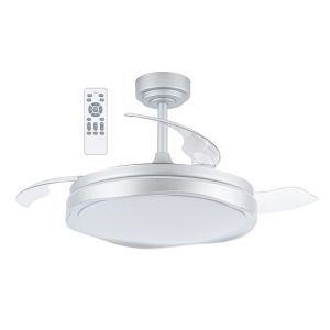 Ventoinha de teto retrátil com luz LED 72w goan prata 3cct dim ø106cm