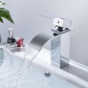 Torneira para banheiro cascata em latão maciço - cecipa - brilhante - cinza