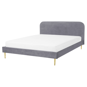 Cama veludo flayat 160 x 200 cm cinzento