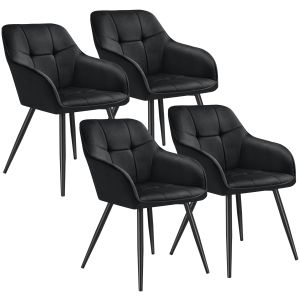 4 cadeiras de sala de jantar, terciopelo, 58 x 62 x 82 cm preto/preto