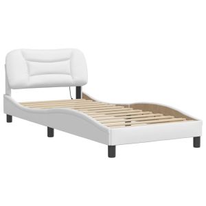 vidaXL estructura de cama con LED sin colchón hvar blanco 90x200 cm