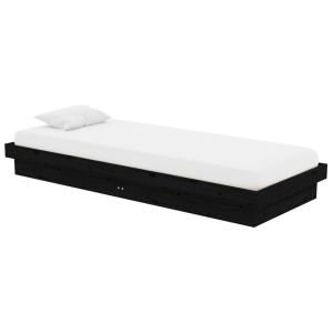 vidaXL estructura de cama individual pequeña sin colchón madera negro