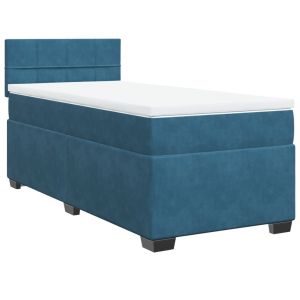 vidaXL cama box spring con colchón terciopelo azul oscuro 90x190 cm