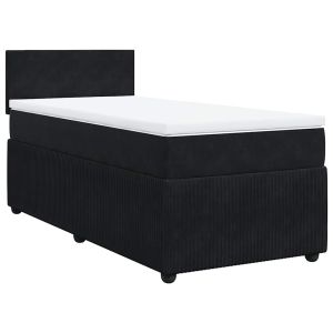 vidaXL cama box spring con colchón terciopelo negro 90x200 cm
