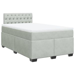 vidaXL cama box spring con colchón terciopelo gris claro 120x190 cm