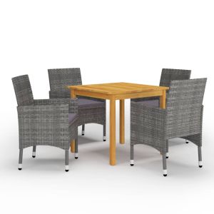 vidaXL juego de comedor de jardín de 5 piezas gris