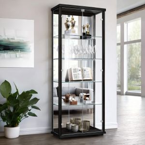 K-möbel vitrine cristal preto 176x67x33 cm com espelho, LED, fechadura
