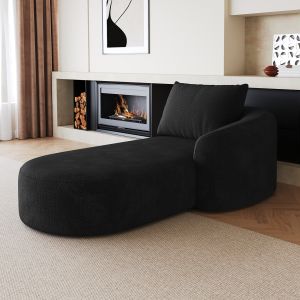 Sofá-cama chaise longue direita em tecido preto