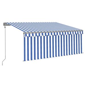 Toldo automático c/ estore/LED/sensor vento 3x2,5m azul/branco