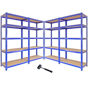 4 prateleiras de aço inoxidável azul com 90cm de largura