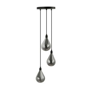 Lámpara colgante de cristal celia gris humo - 3 luces