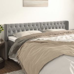 Cabeceira de cama c/ abas veludo 183x16x78/88 cm cinzento-claro ptob6205
