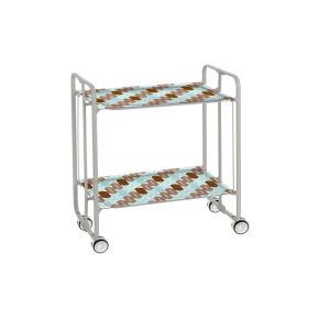 Carrinho de serviço dobrável bauhaus, armação de metal cinza, 2 bandejas