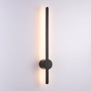 Aplique LED minimalista tira larga preta, 10w, luz quente