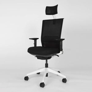 Actiu stay cadeira  ergonómica white & black - con cabezal, 3d