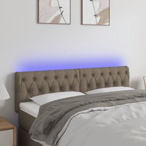 Cabeceira cama luzes LED tecido 160x7x78/88cm cinza-acastanhado ergft6077